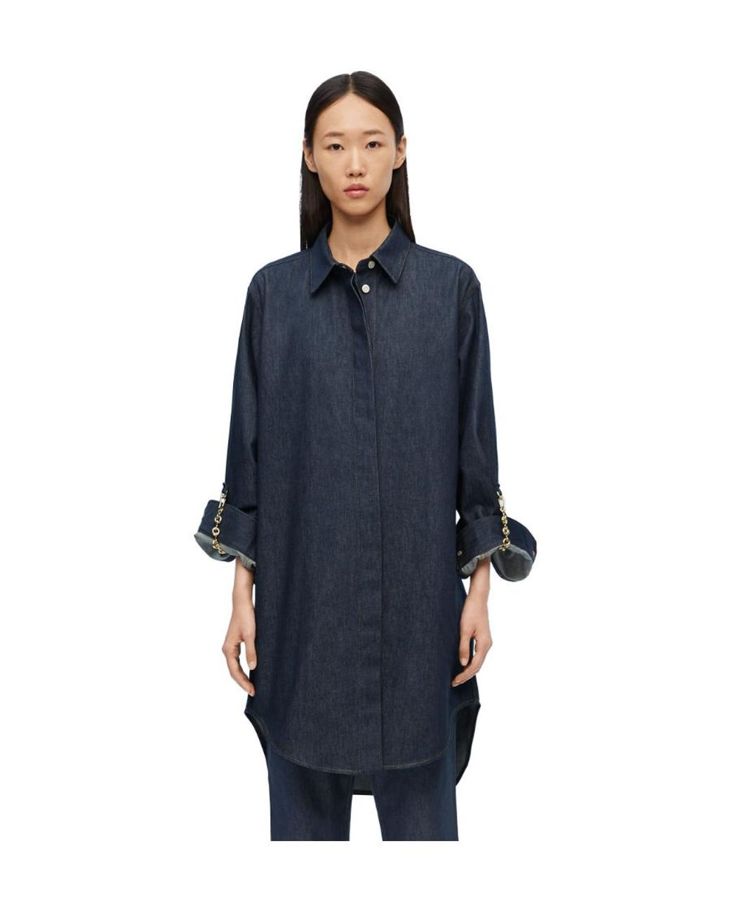 Loewe Blue Chain-Detailed Denim Shirt Dress