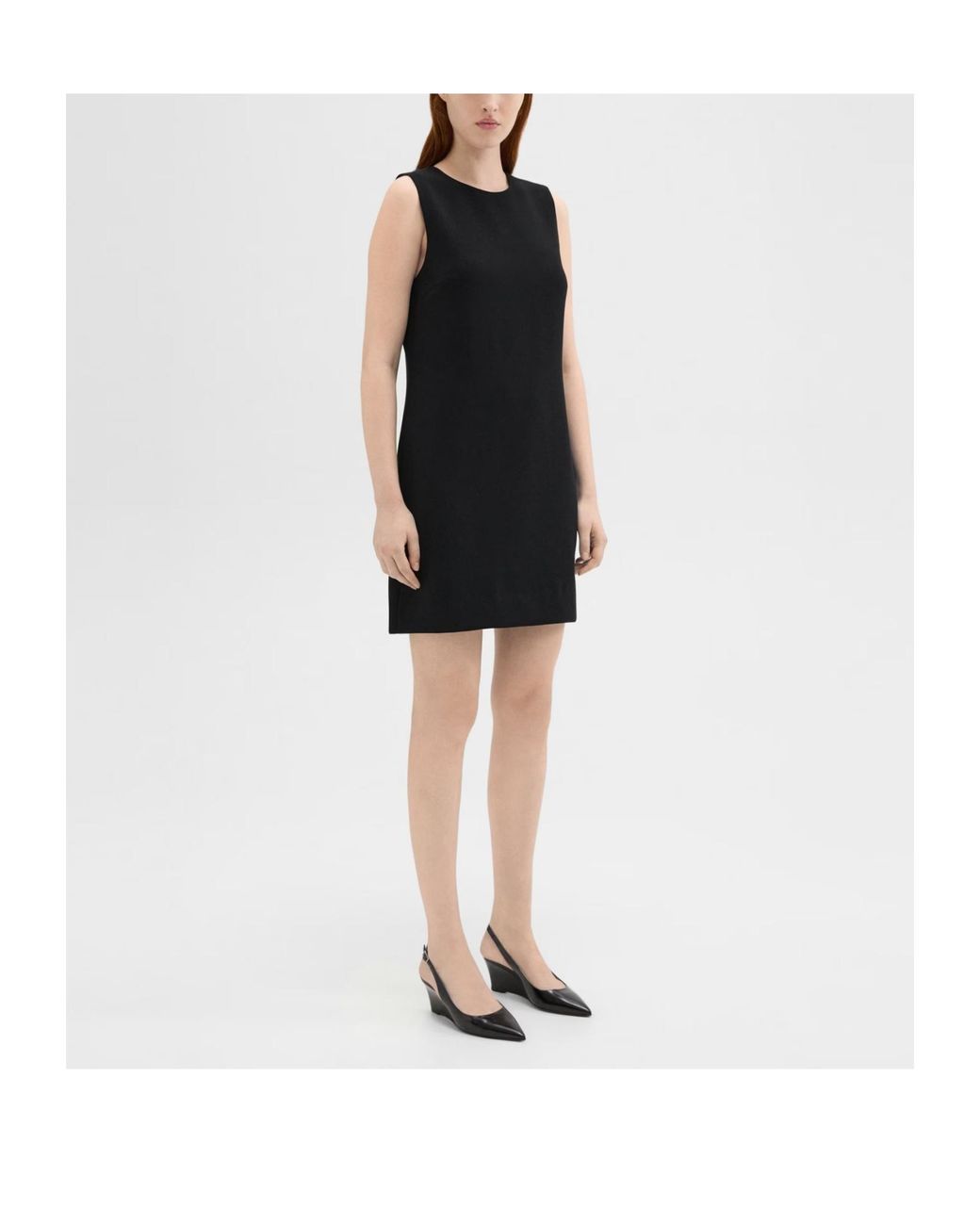Theory Black Crewneck Sleeveless Shift Dress