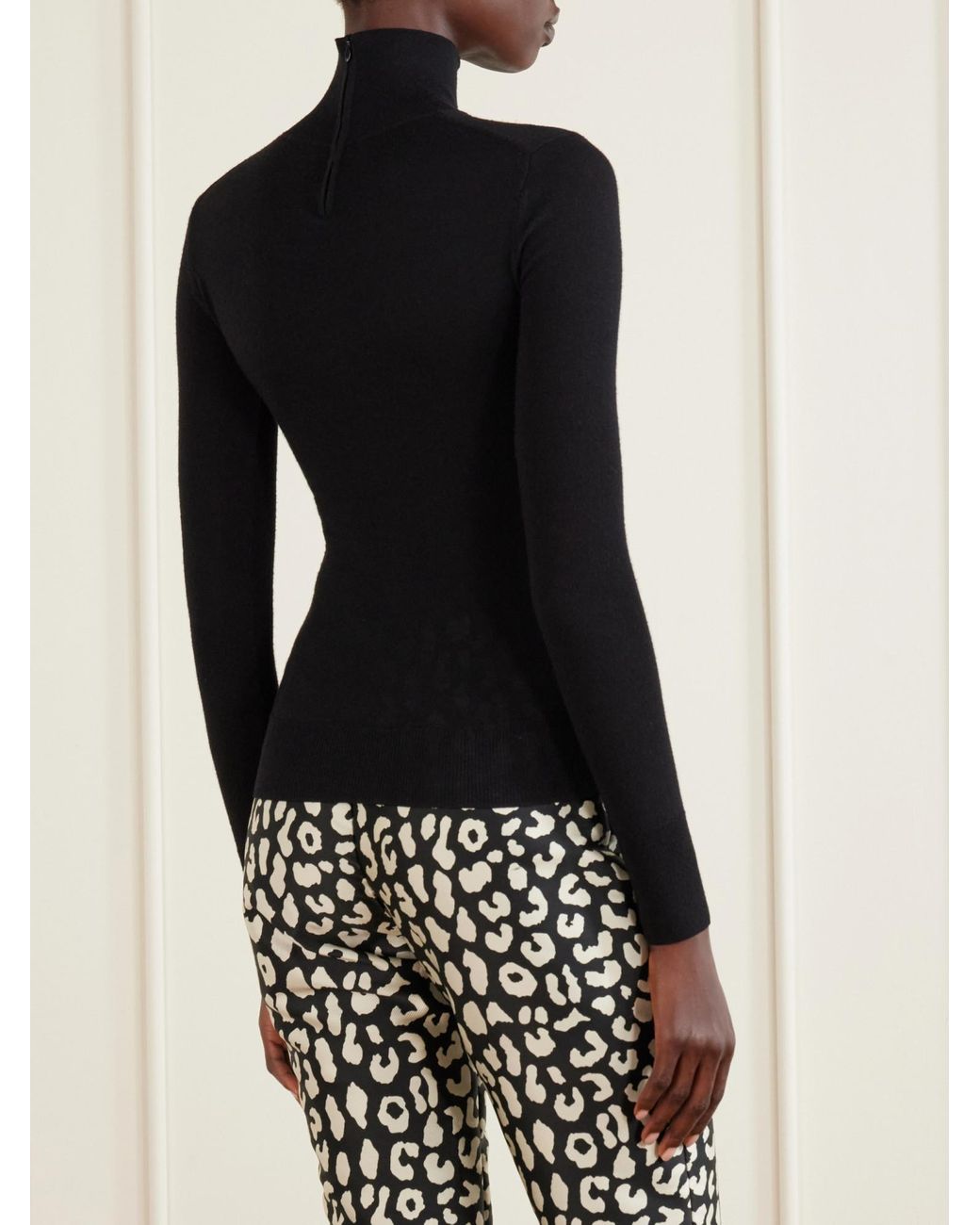 Carolina Herrera Black Wool And Silk-Blend Turtleneck Sweater