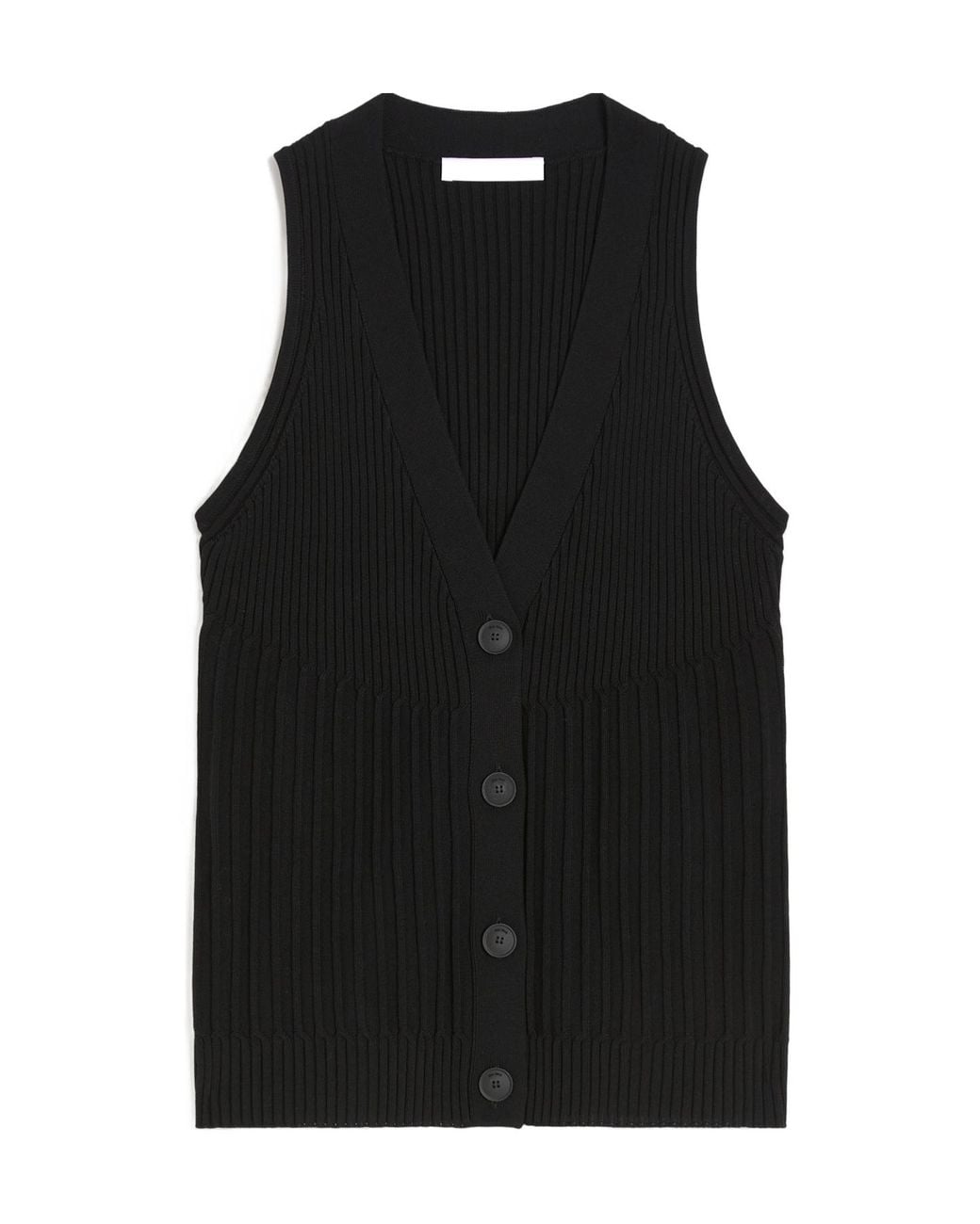 Max Mara Black Cotton Yarn And Viscose Crepe Gilet