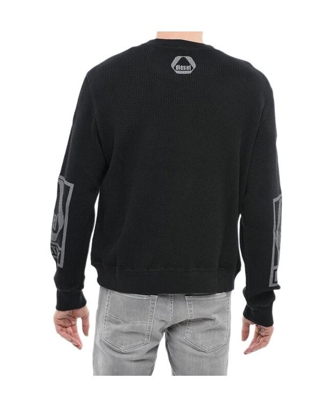 DIESEL Black Logo Print Chunky-Knit Jumper for men