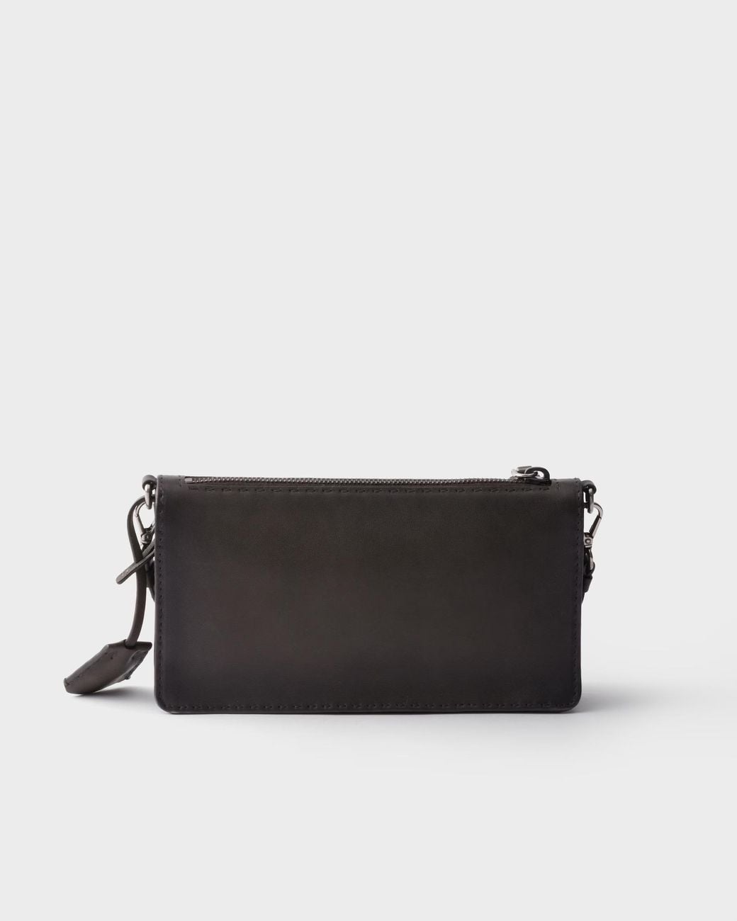 Prada Black Antiqued Leather Pouch for men
