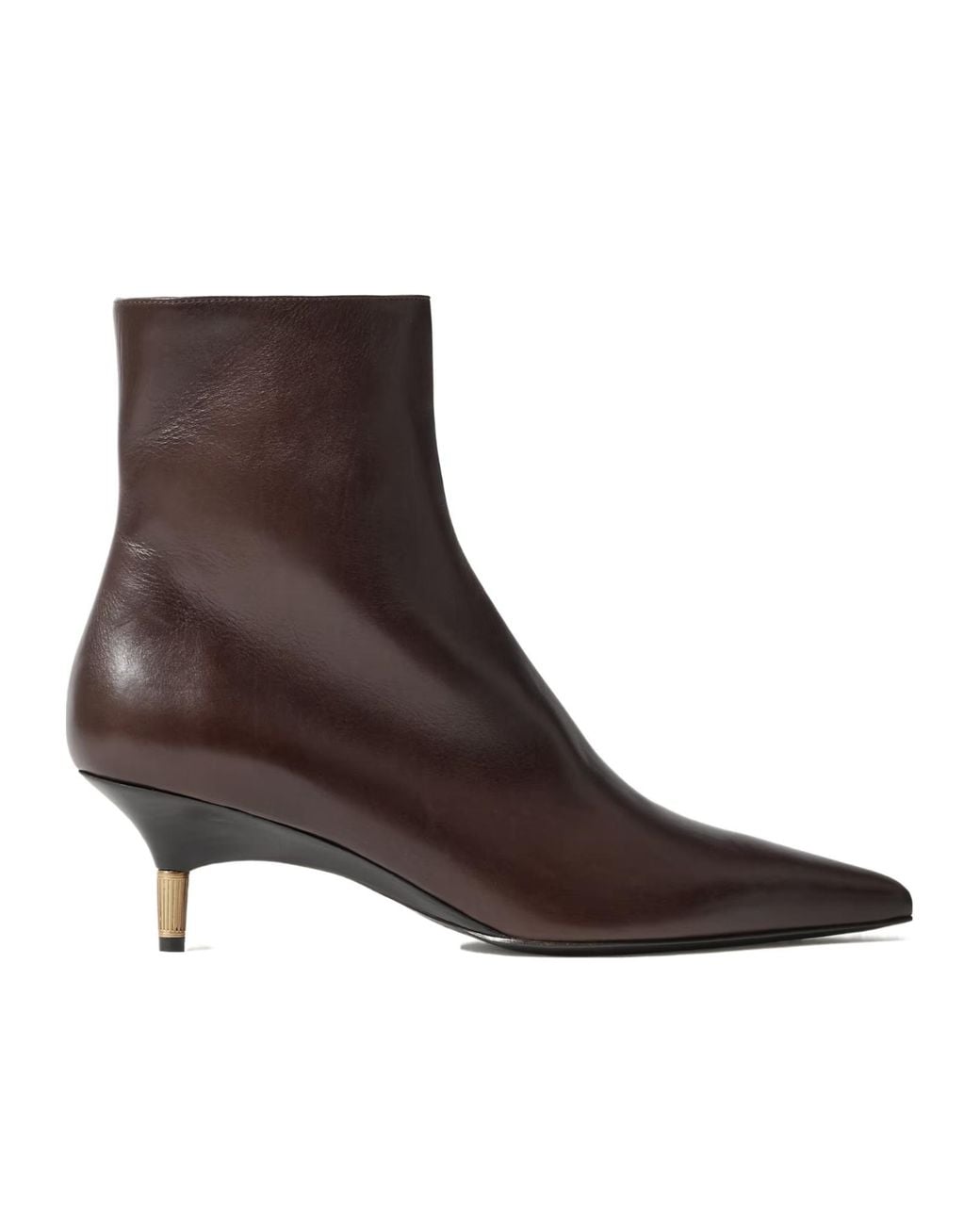 Khaite Brown Bella Leather Ankle Boots