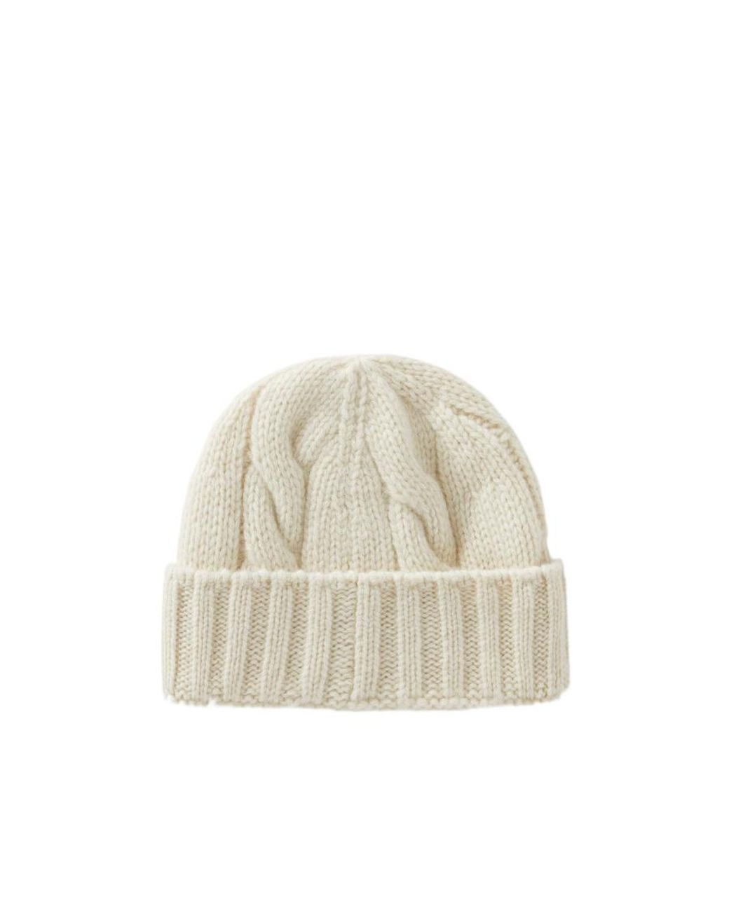 Loro Piana White Cable Knit Beanie