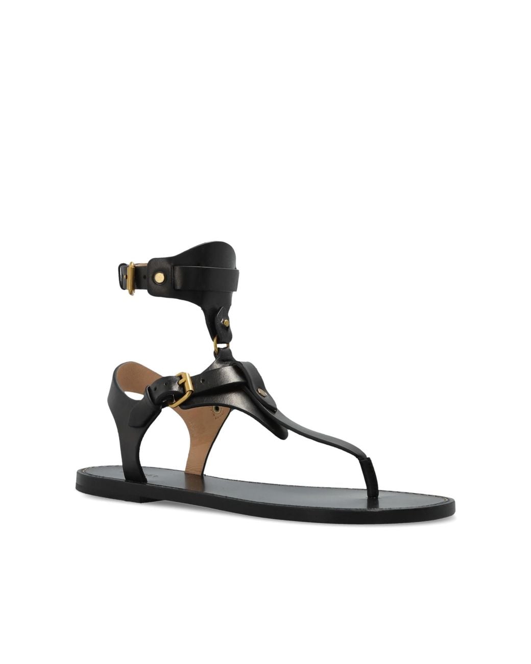 Isabel Marant Black Ankle Strap Flat Sandals