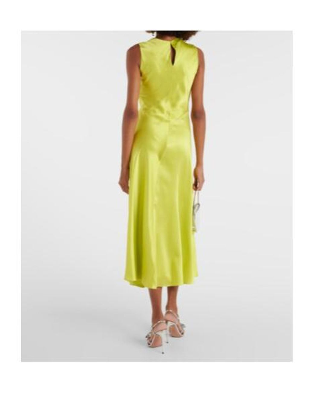 Roksanda Green Alma Gathered Silk Satin Midi Dress