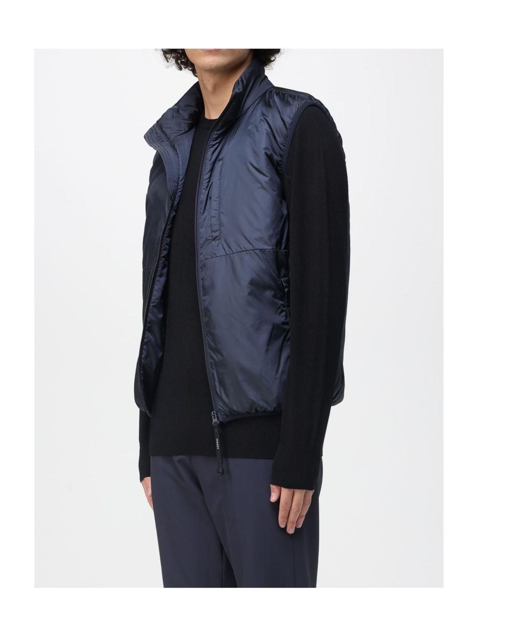 Aspesi Blue Stand-Up Collar Zip-Up Vest for men