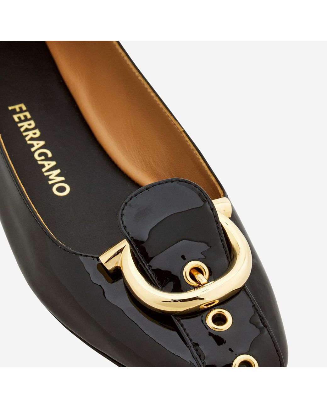 Ferragamo Black Gancini Ballet Flat