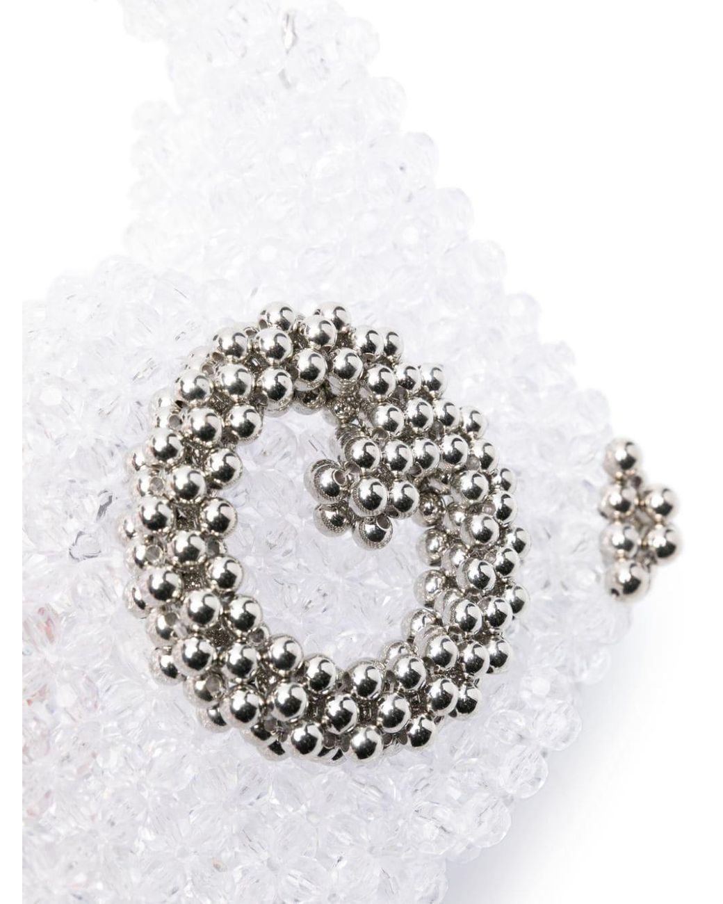 Germanier White Beaded Pearl Clutch Bag