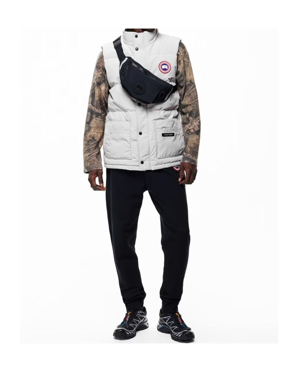 Canada Goose Gray Down Vest With Logo Patch for men
