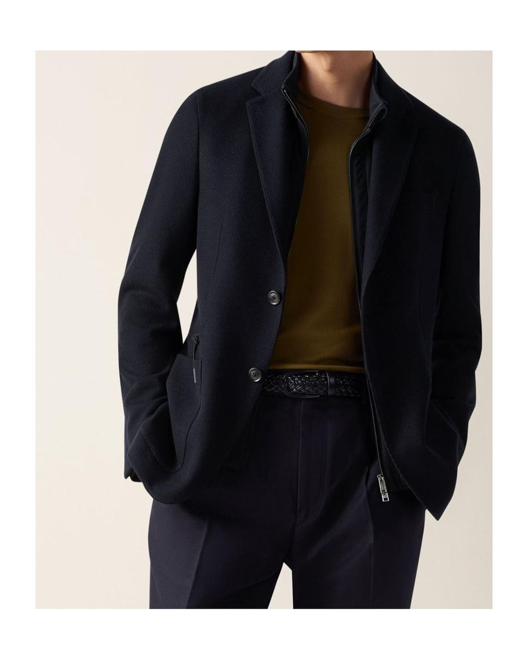 Zegna Blue Flap-Pocket Blazer for men