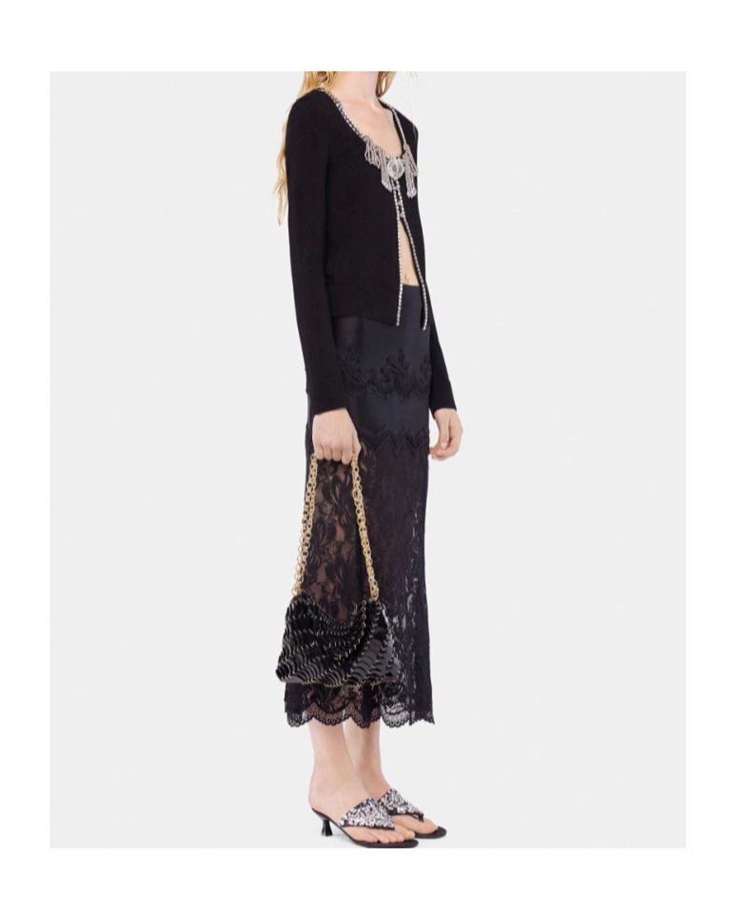 Rabanne Black Rabanne Scalloped Lace Midi Skirt