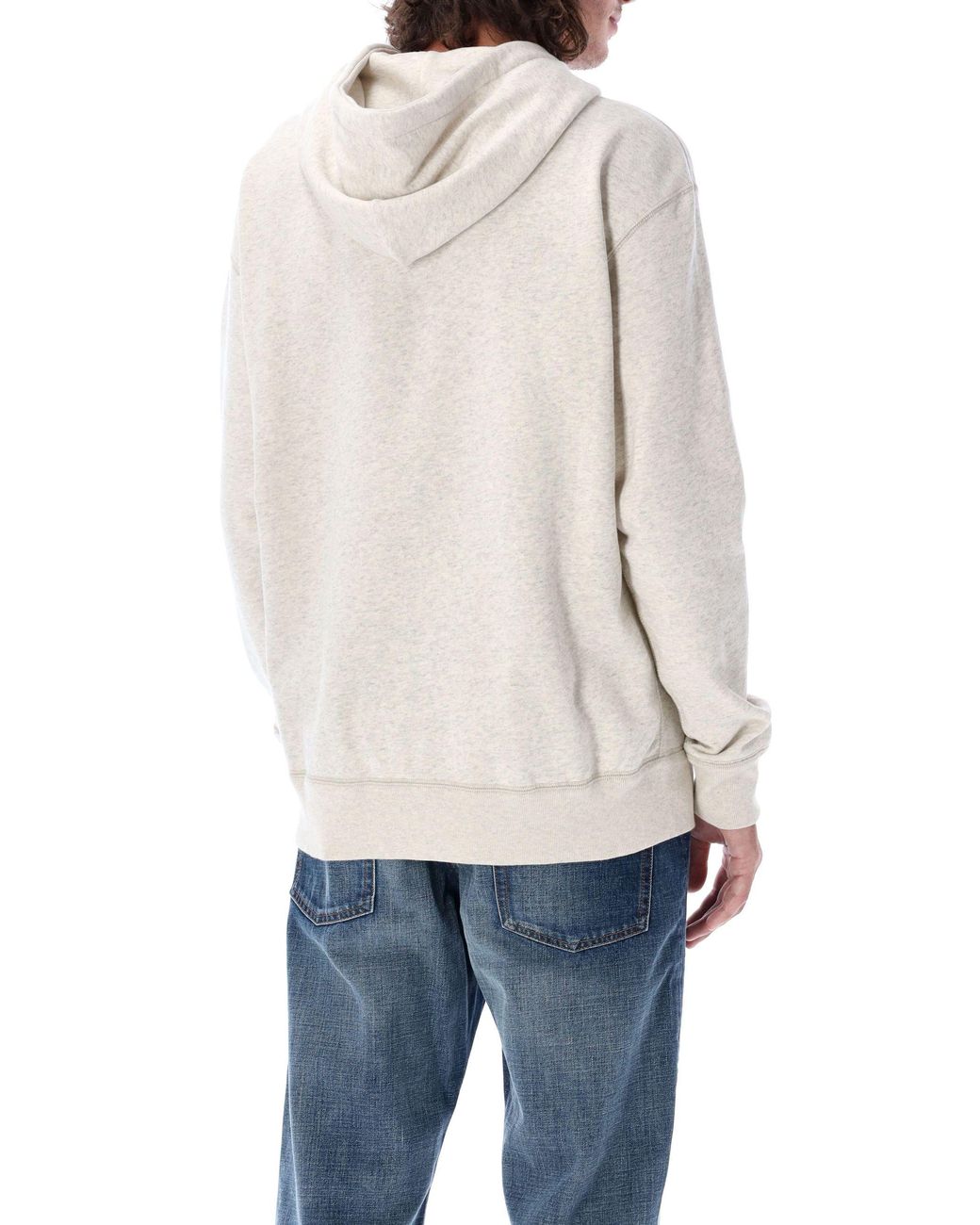 Isabel Marant Gray Malek Logo Printed Drawstring Hoodie for men
