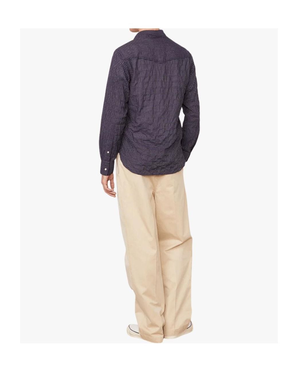 Officine Generale Blue Check-Pattern Long-Sleeve Shirt for men