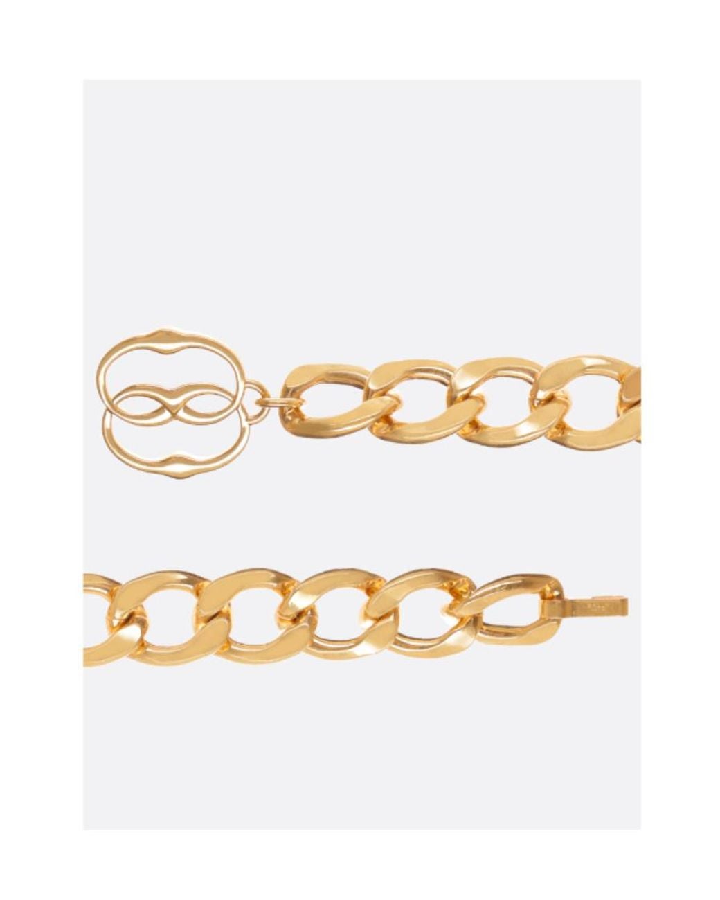 Bally Metallic Logo Charm Chain-Link Belt
