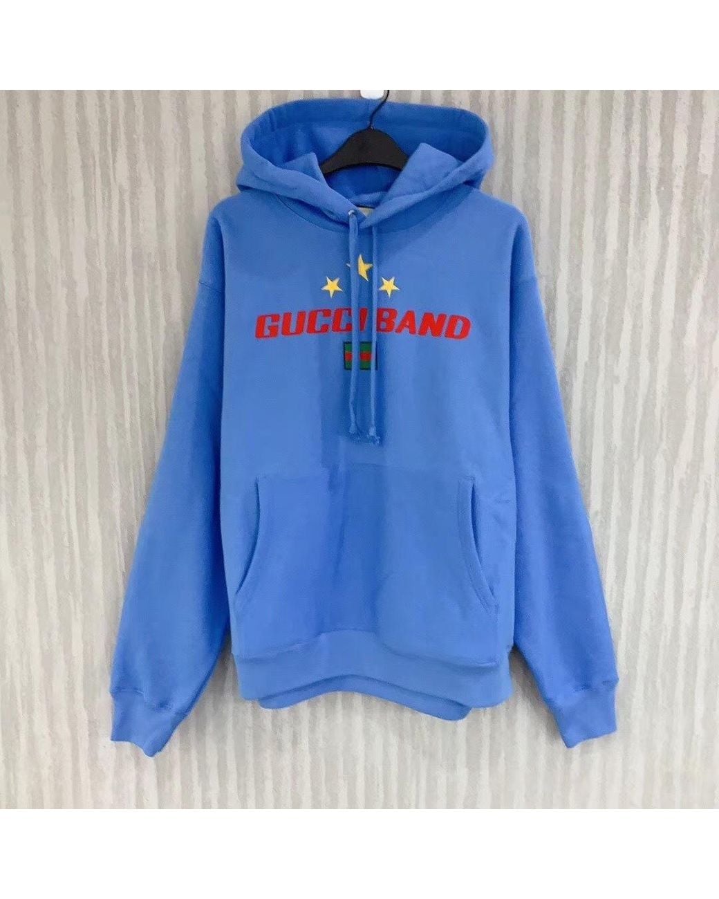 Gucci Band Print Hoodie in Blue for Men | Lyst