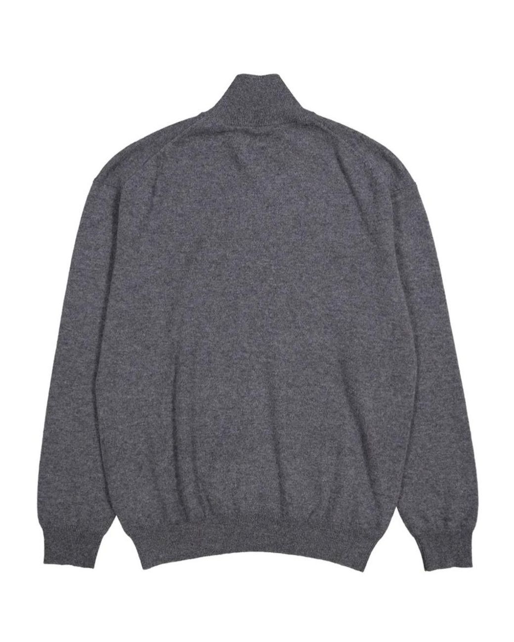 Lisa Yang Gray Quarter-Zip Knitted Sweater for men