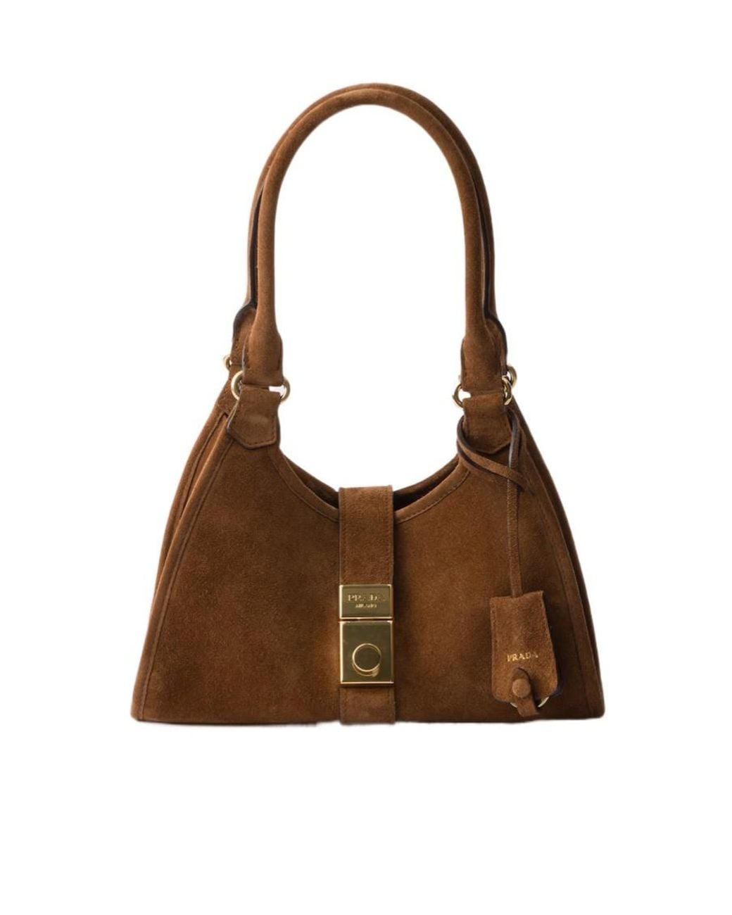 Prada Brown Small Suede Tote Bag