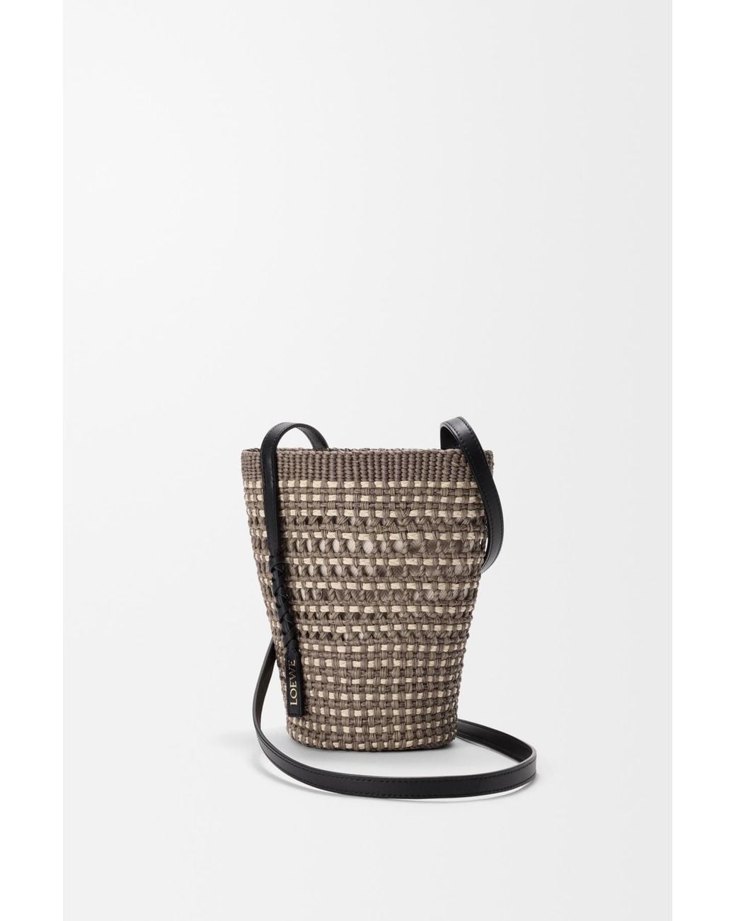 Loewe Gray Paulas Ibiza Braid Pocket Bucket Bag