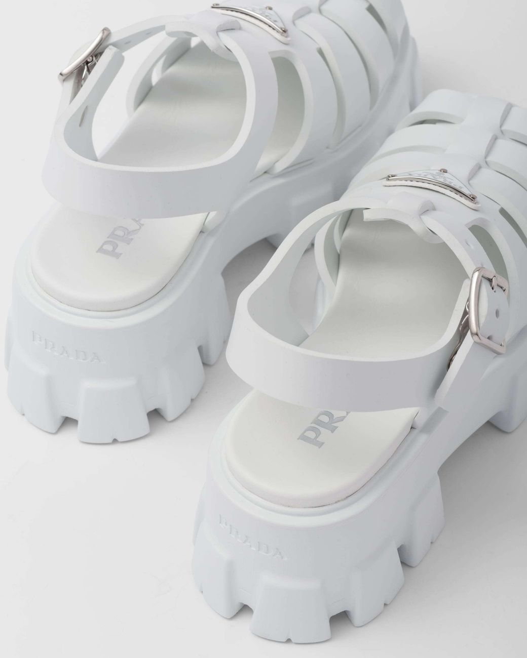 Prada White Rubber Monolith Sandals