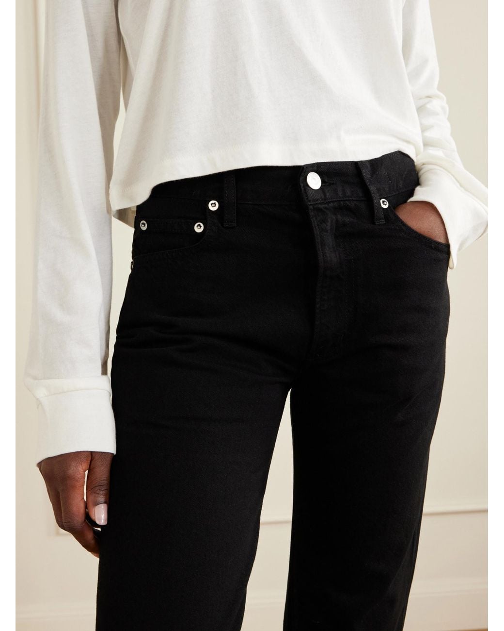 ÉTERNE Black Chloe High-Rise Straight-Leg Jeans