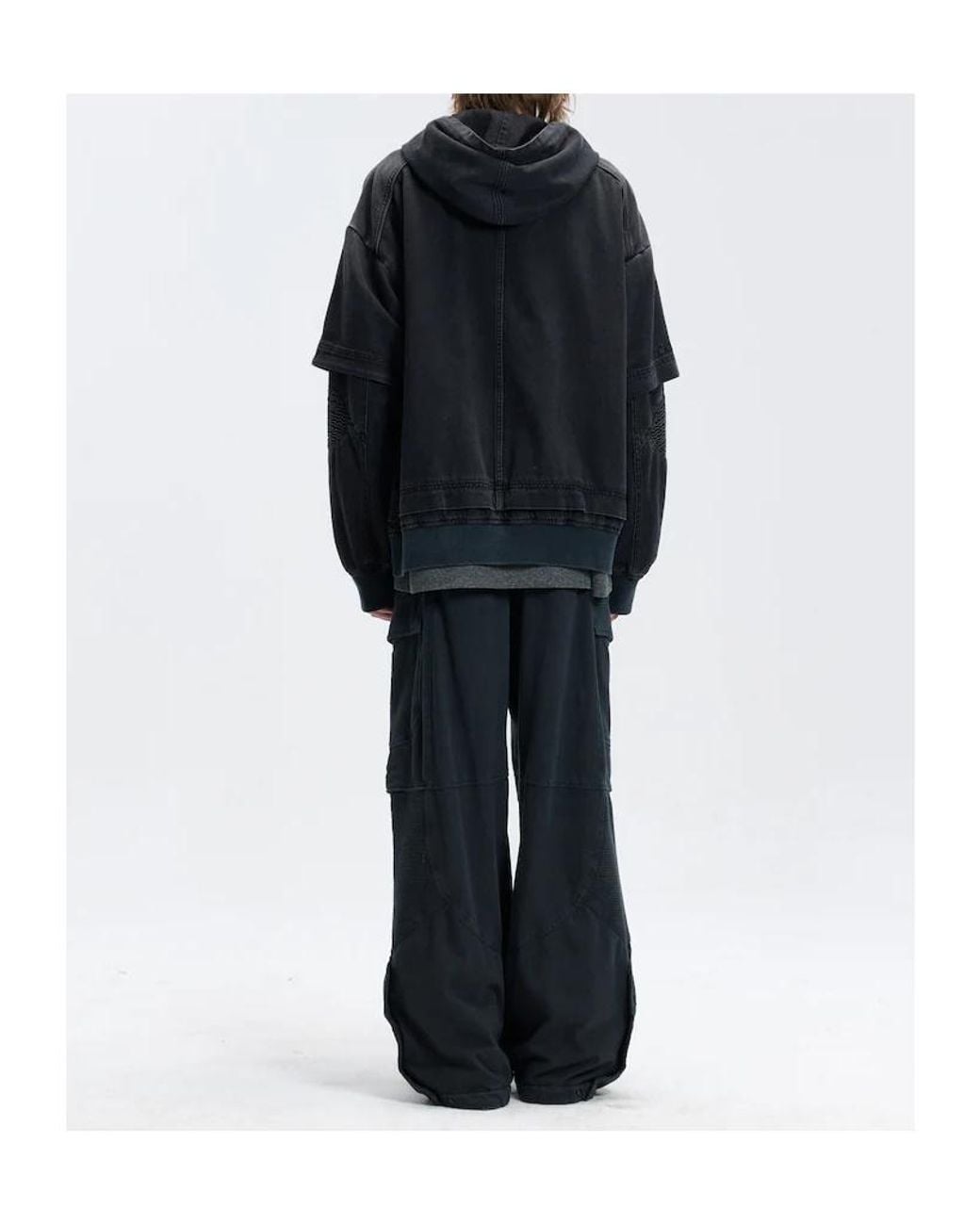 Juun.J Black Long-Sleeve Hooded Jacket for men