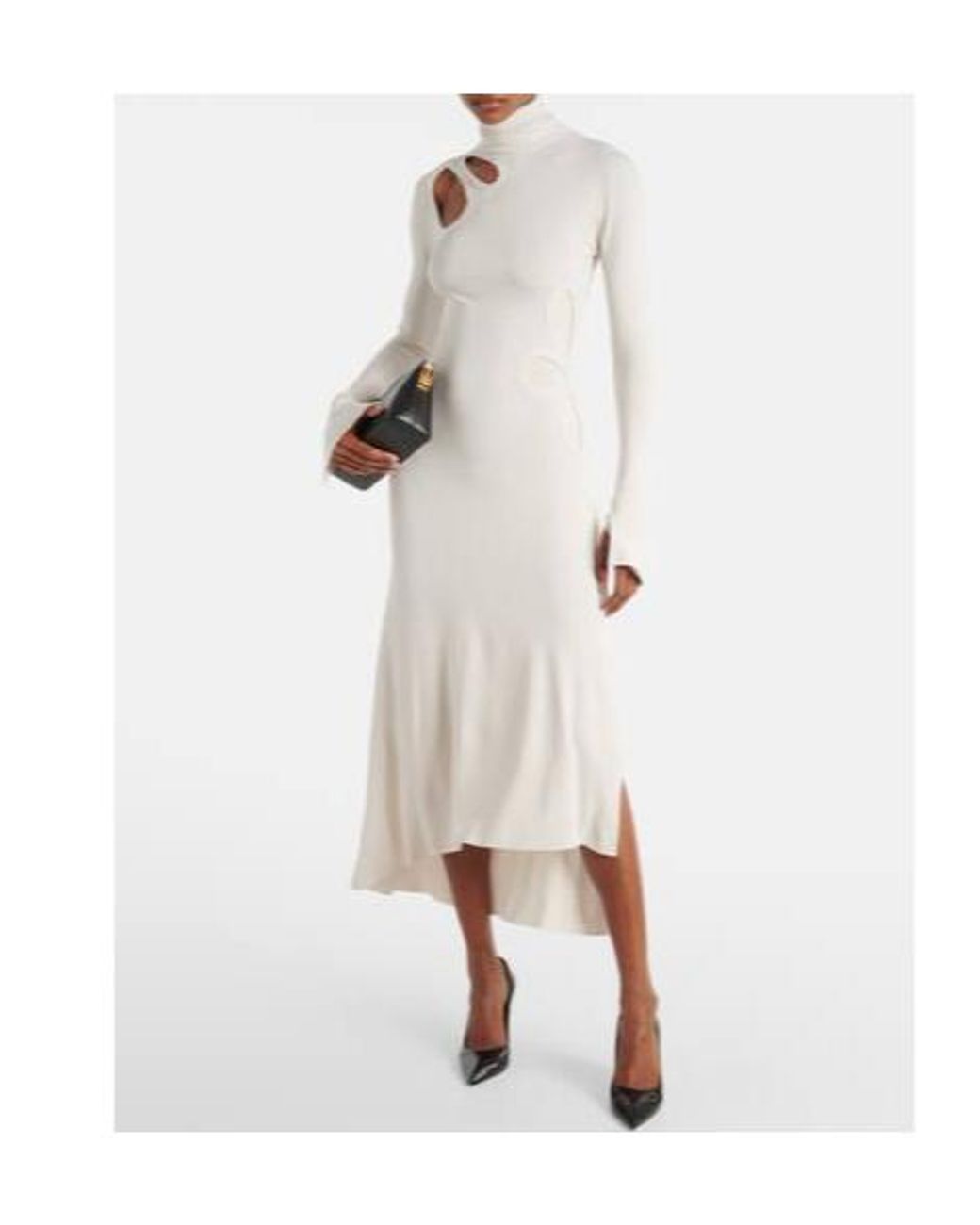 Victoria Beckham White Cutout Jersey Midi Dress