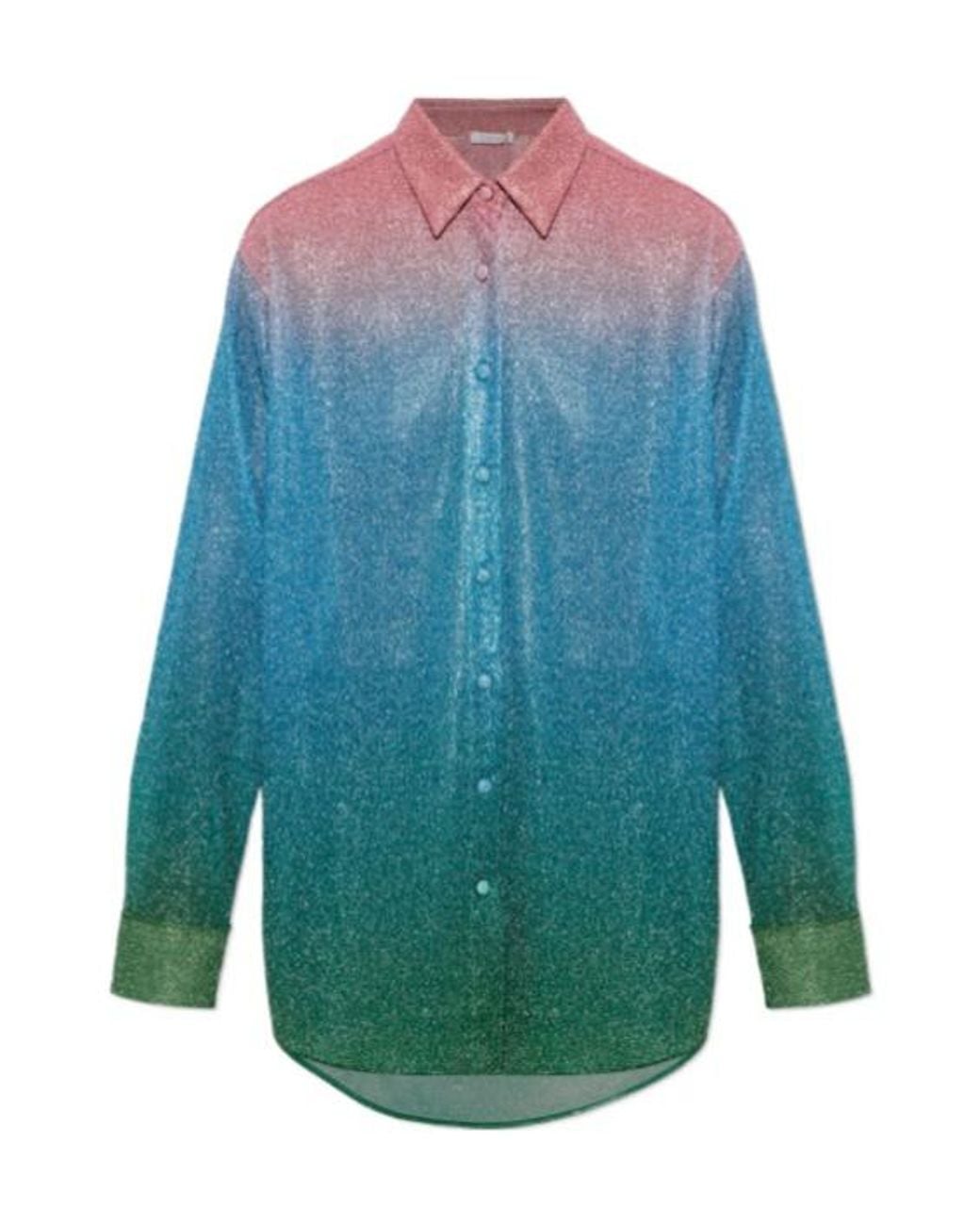 Oseree Blue Long-Sleeve Sequin Shirt