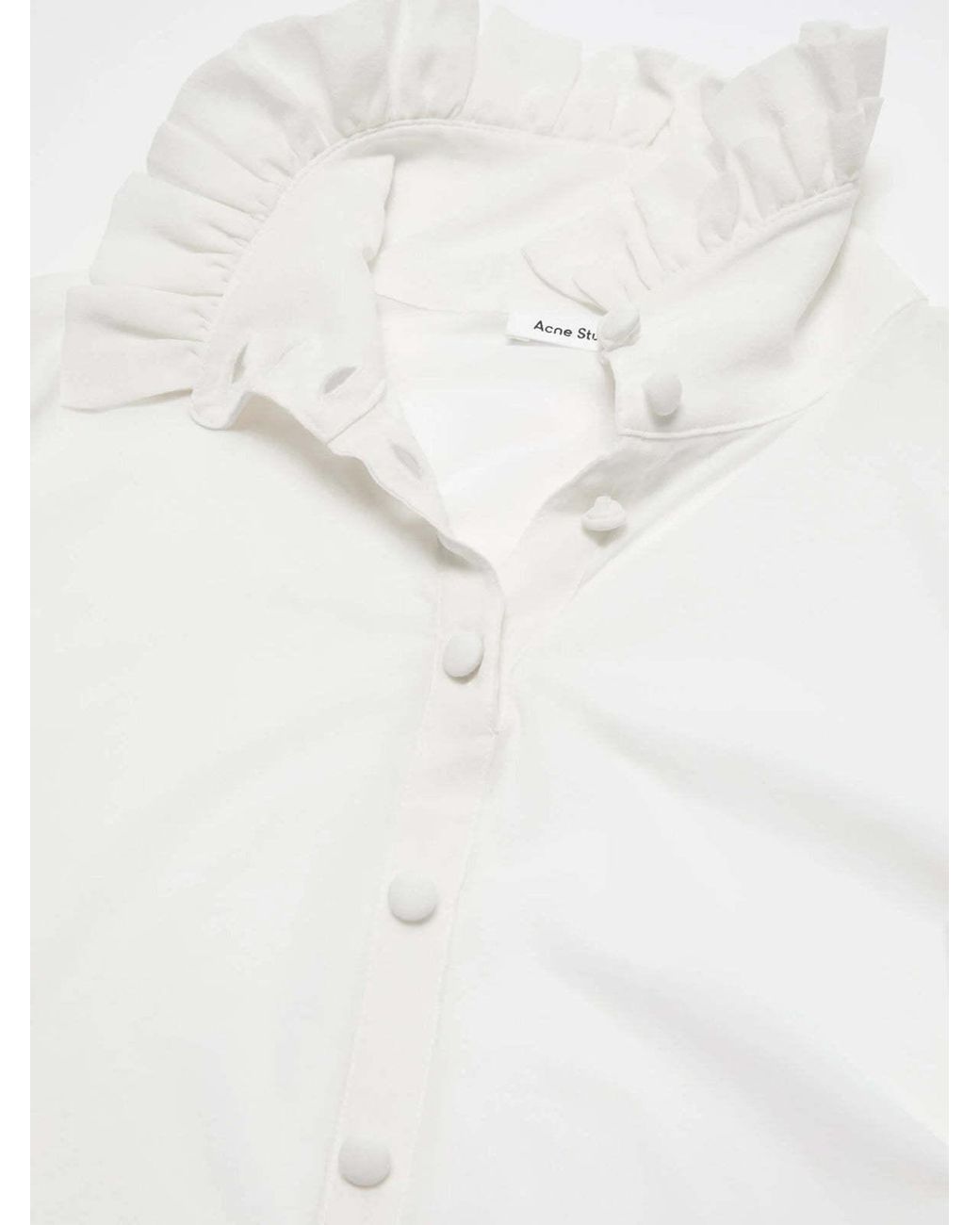 Acne White High Neck Ruffled Shirt