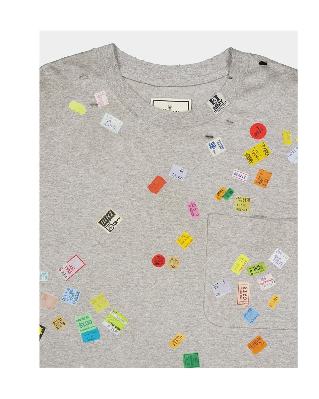 Maison Mihara Yasuhiro Gray Price Tag Sticker Printed T-Shirt for men