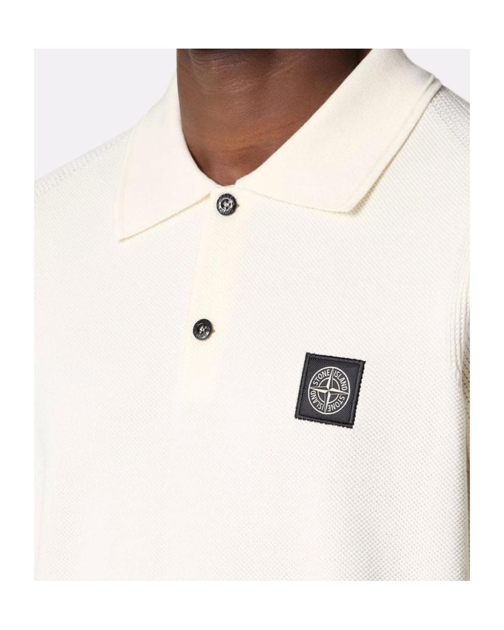 Stone Island White Loose-Fit Short-Sleeve Polo Shirt for men