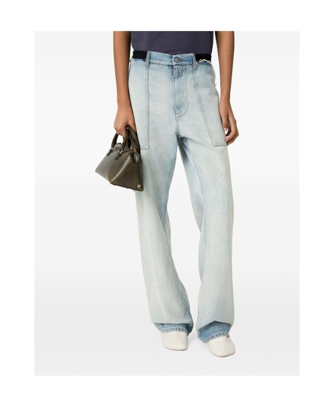 MM6 by Maison Margiela Blue Numeric Signature Wide Jeans