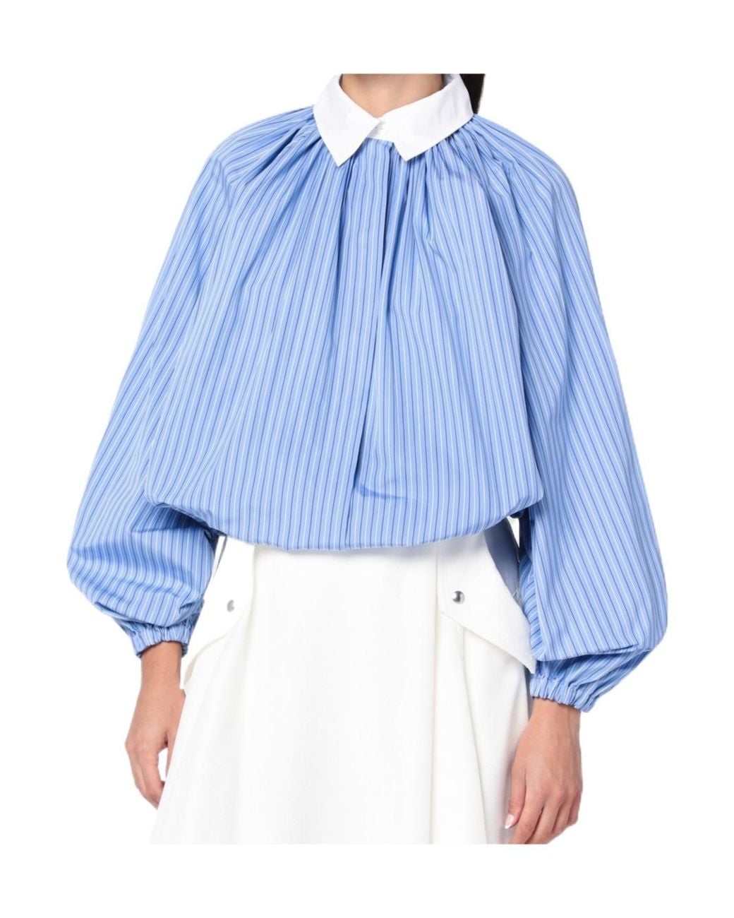 Patou Blue Striped Balloon Sleeve Shirt