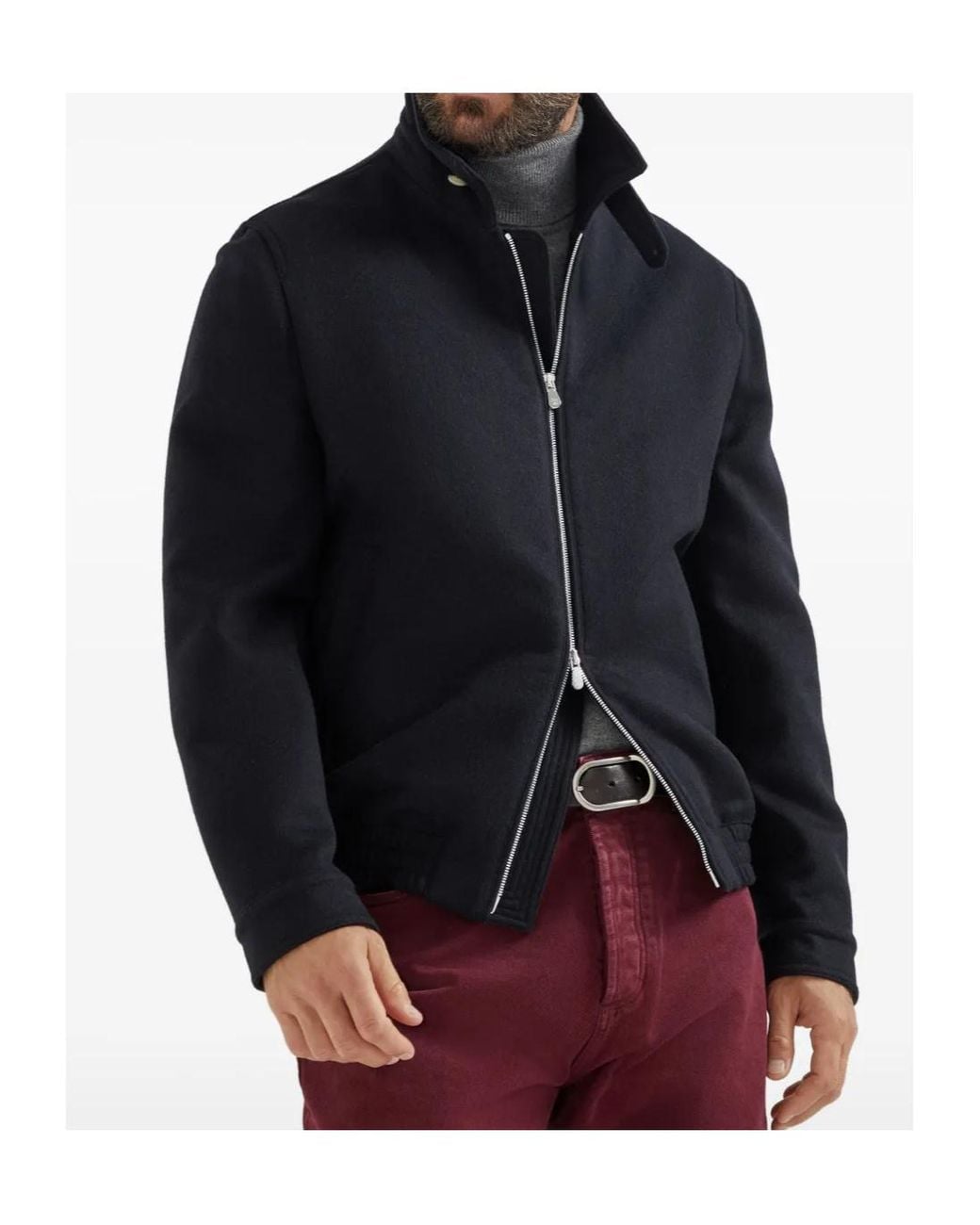 Brunello Cucinelli Black Wool Bomber for men