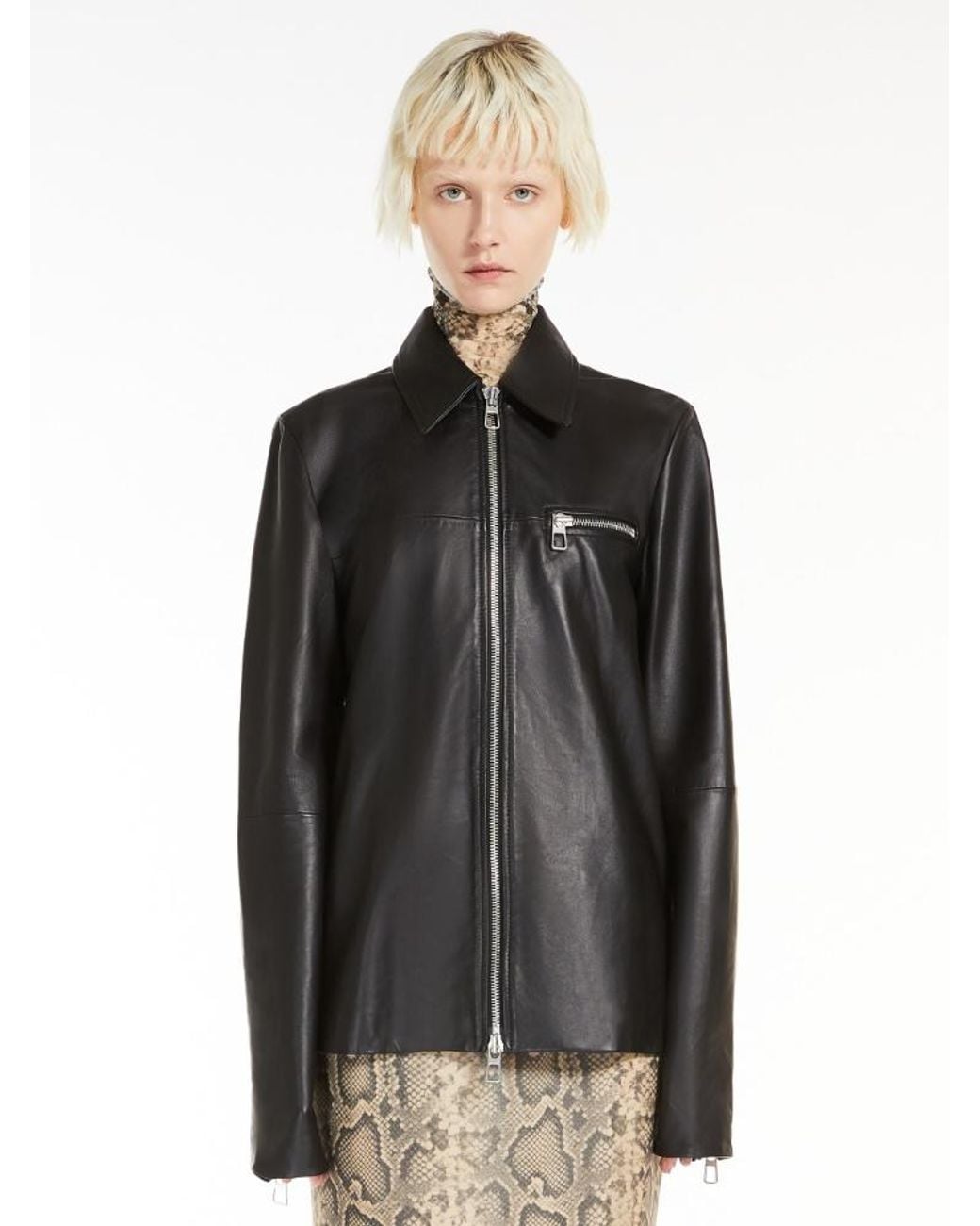 Sportmax Black Zip-Up Long-Sleeved Jacket