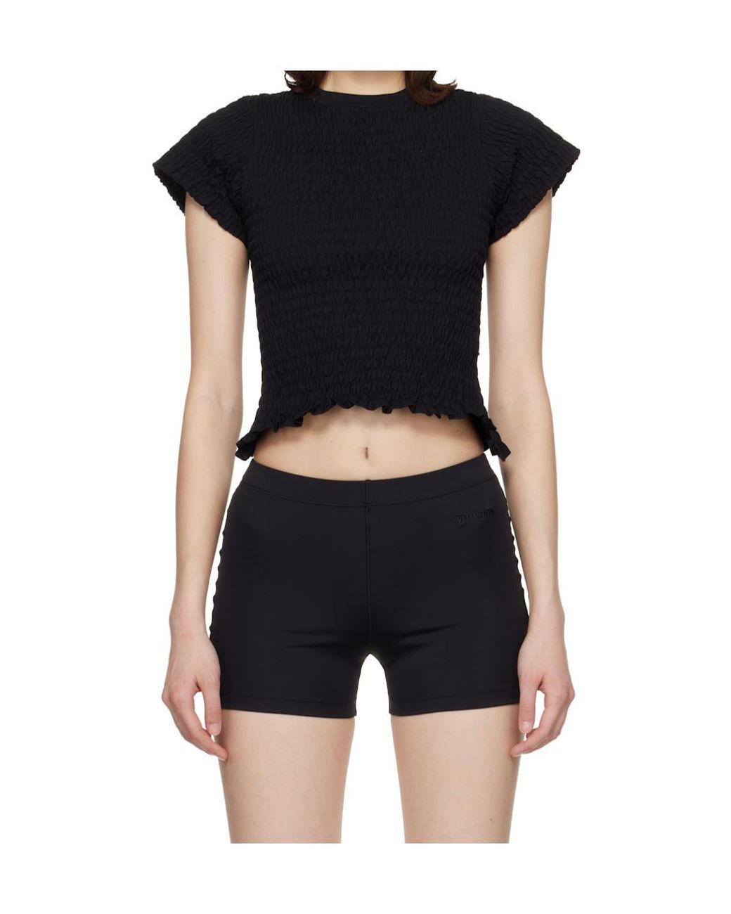 Vetements Black Pleated Crew Neck T-Shirt