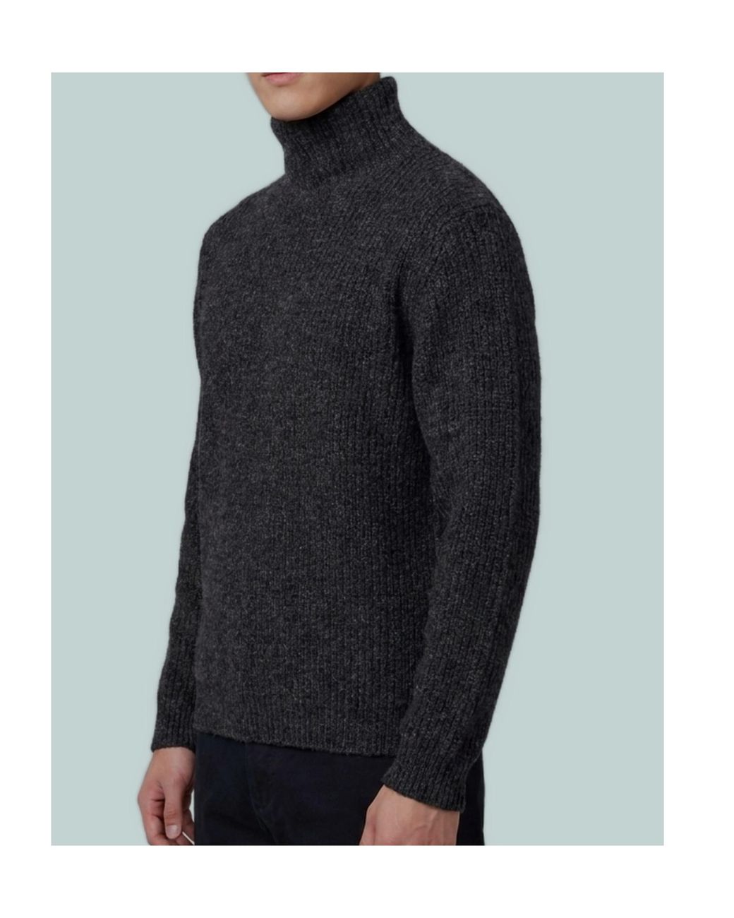 Lemaire Blue Ribbed Turtleneck Knitted Sweater for men