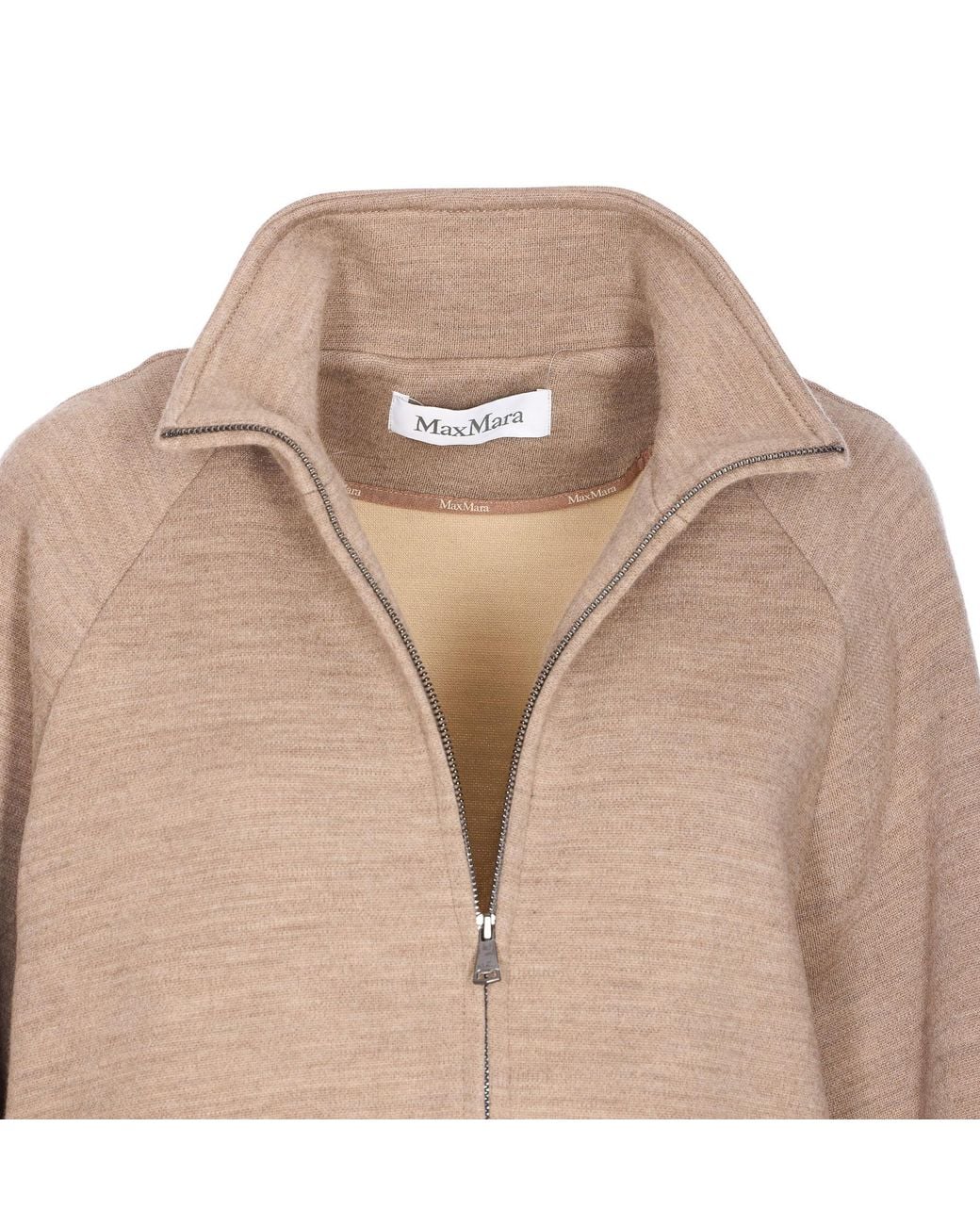 Max Mara Natural Frine High-Neck Zipped Sweatshirt