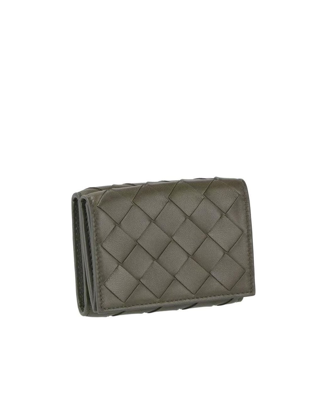 Bottega Veneta Gray Intrecciato 3-Fold Wallet