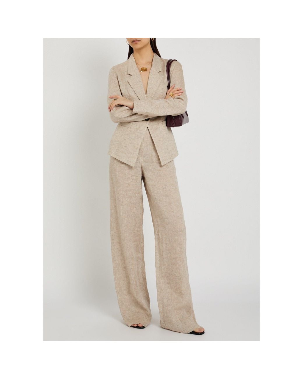 Emporio Armani Natural Linen-Blend Trousers