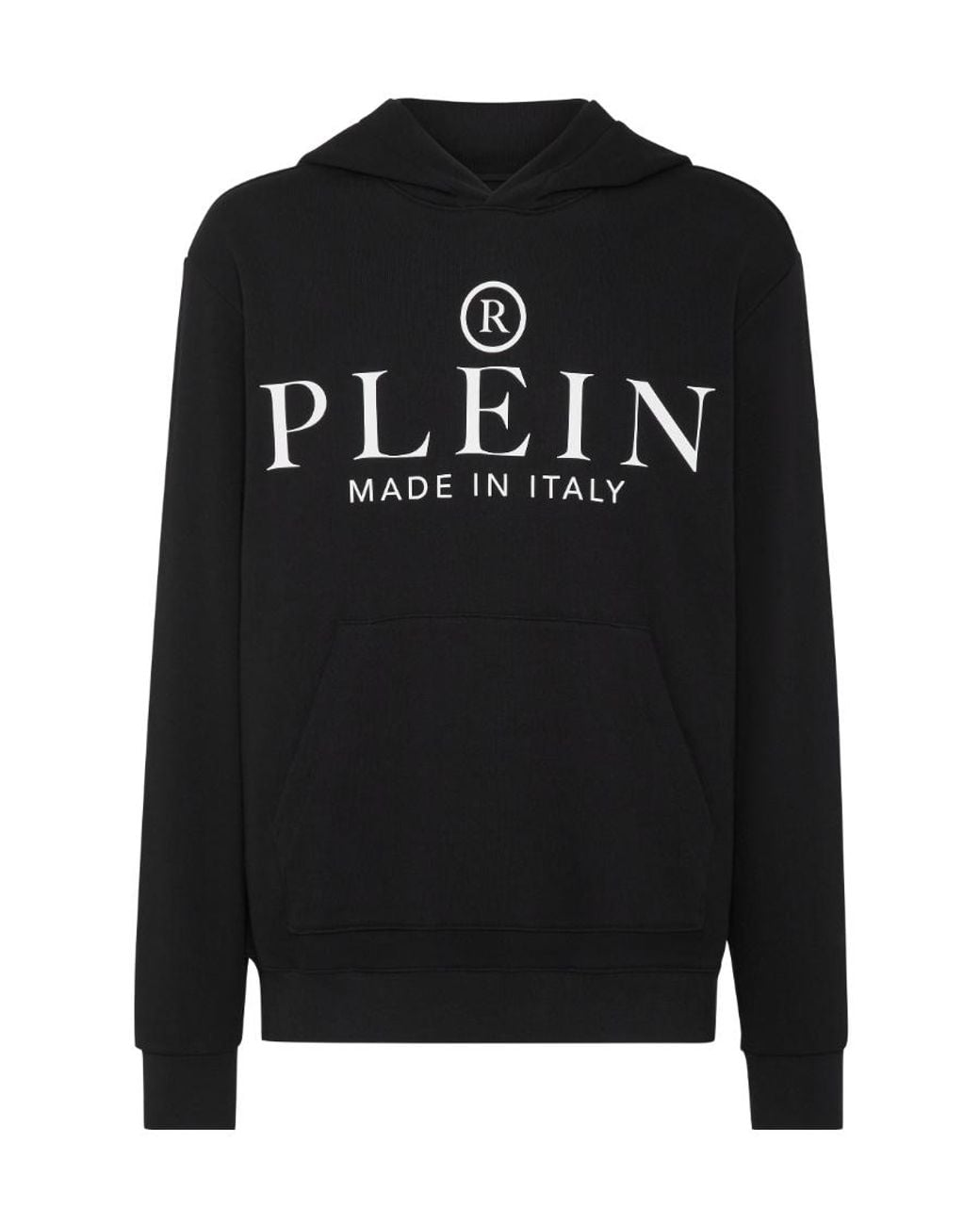 Philipp Plein Black Logo-Print Cotton Hoodie for men