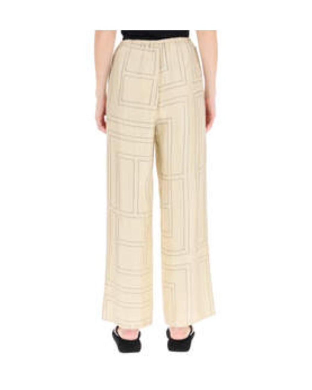 Totême Natural Totême Monogram Detailed Straight-Leg Pants