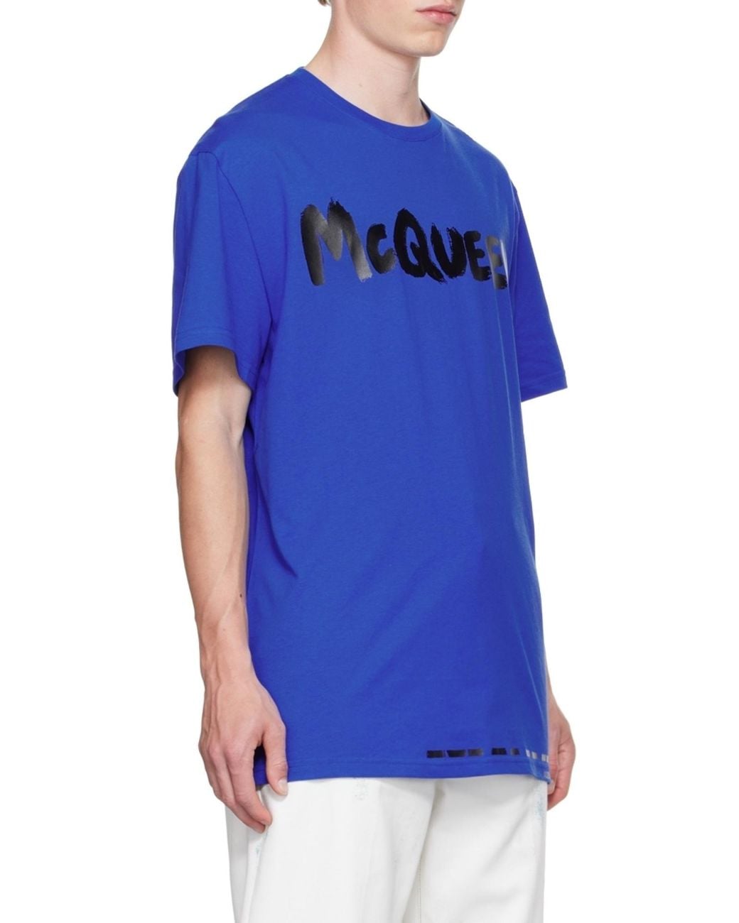 McQueen Blue Logo Printed Crewneck T-Shirt for men
