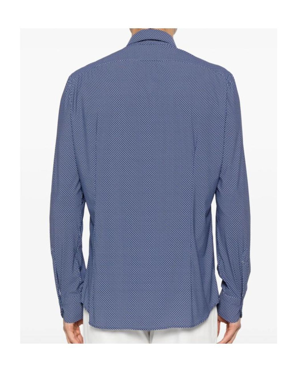 Mazzarelli Blue Lapel Long Sleeve Shirt for men