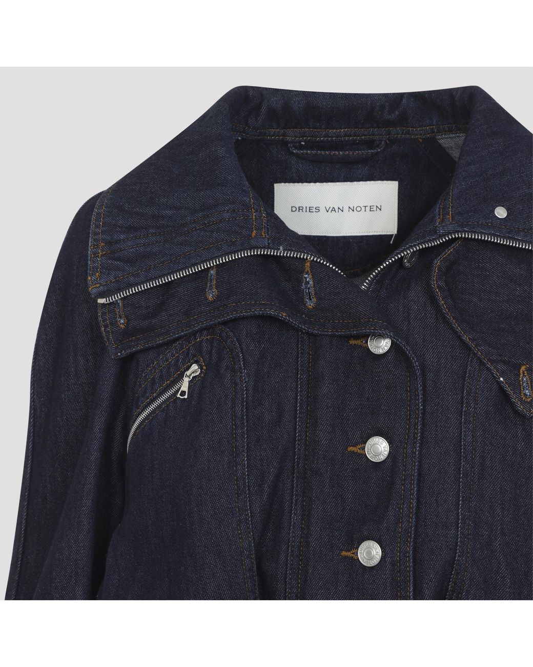 Dries Van Noten Blue Long-Sleeve Denim Jacket