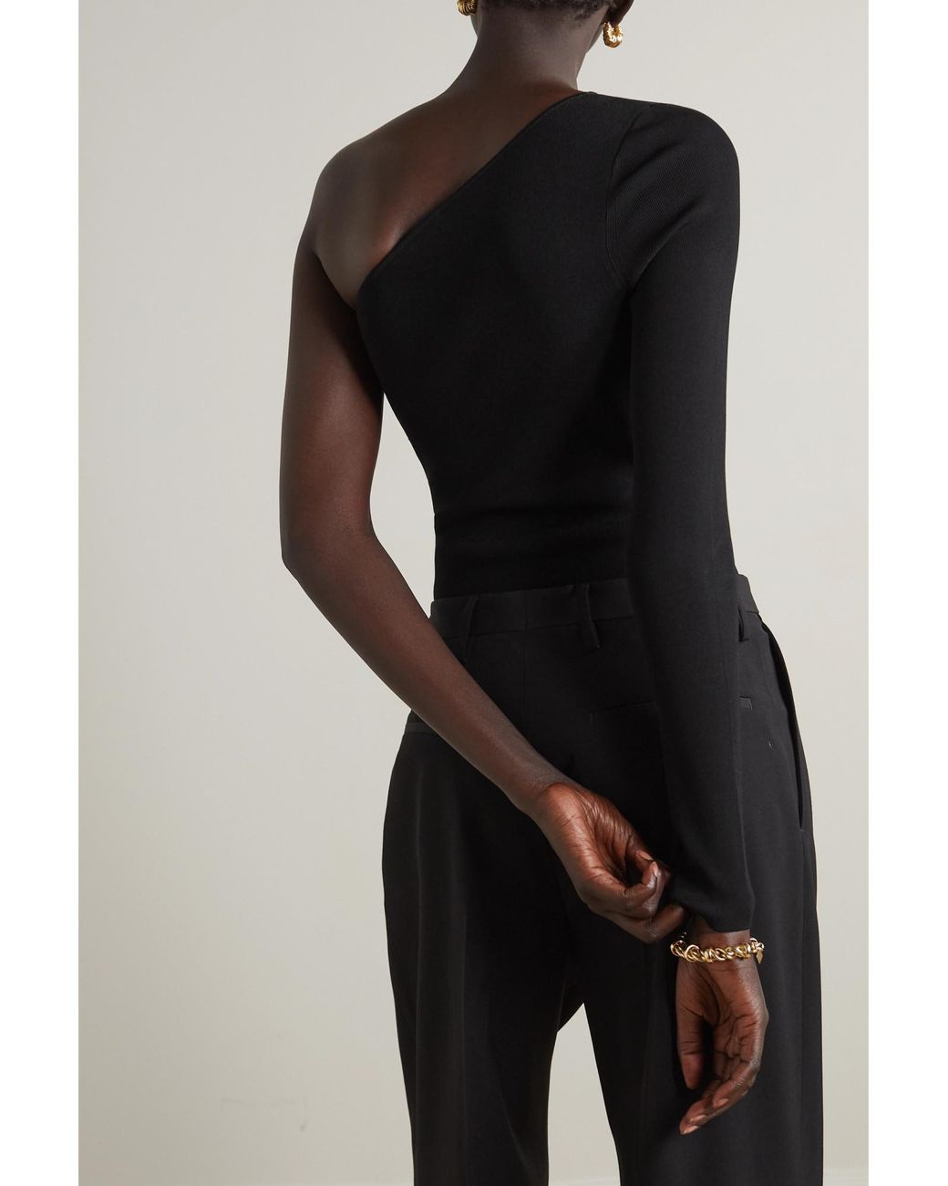 Victoria Beckham Black Casual One-Shoulder Top