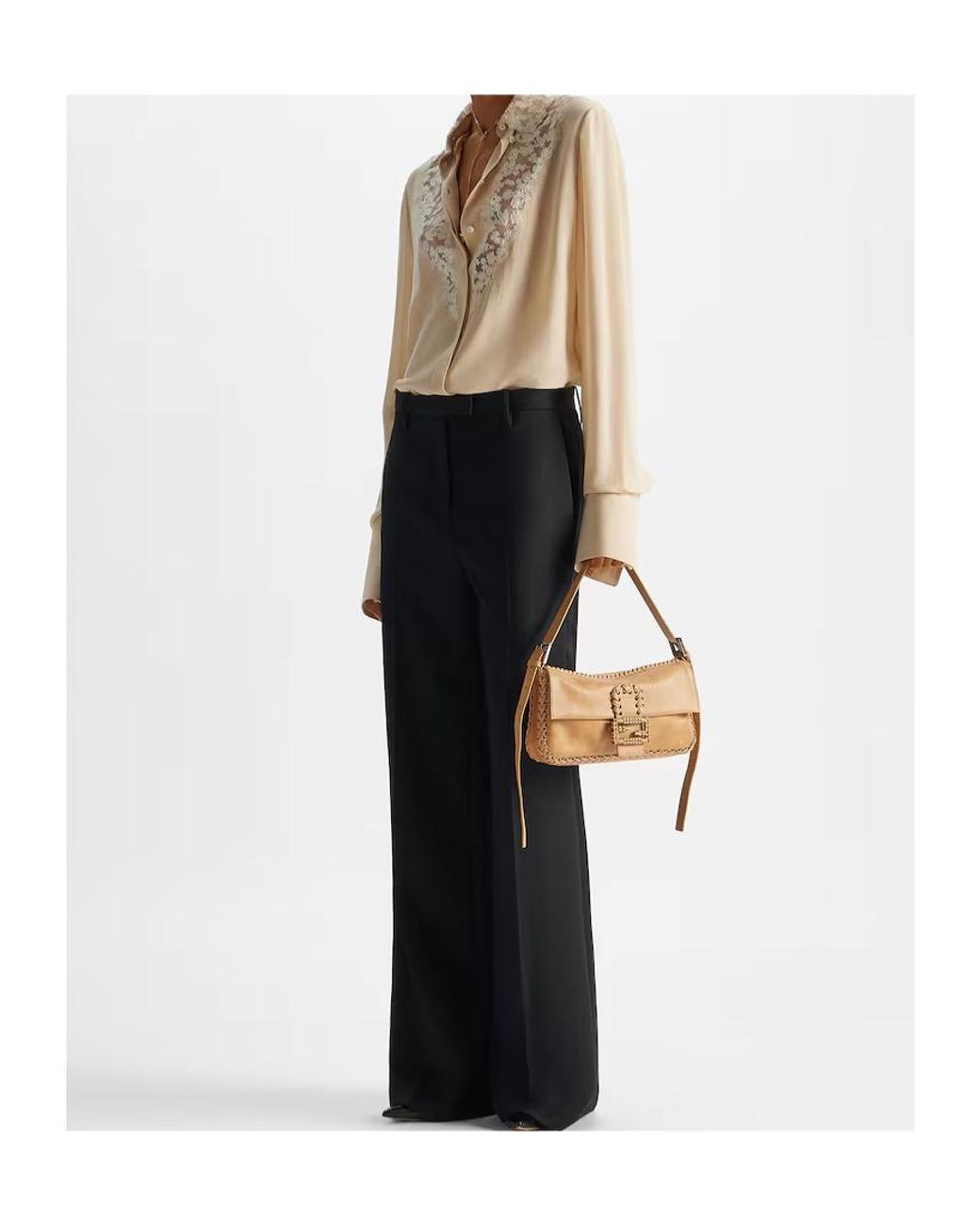 Fendi Black Tailored Straight-Leg Trousers