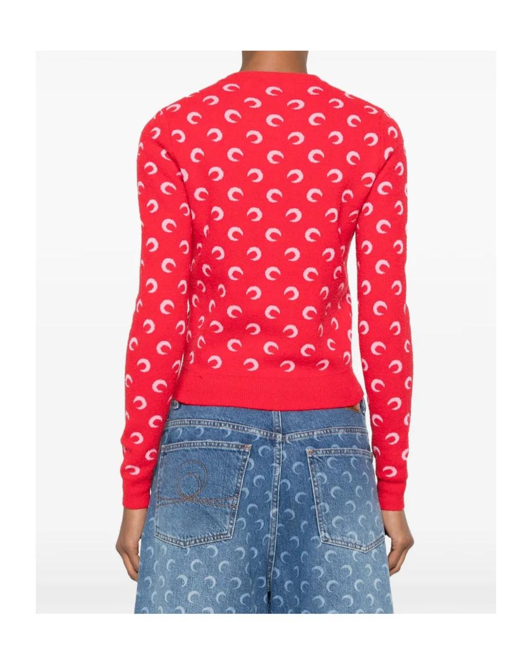 MARINE SERRE Red Moon Pattern Cropped Cardigan