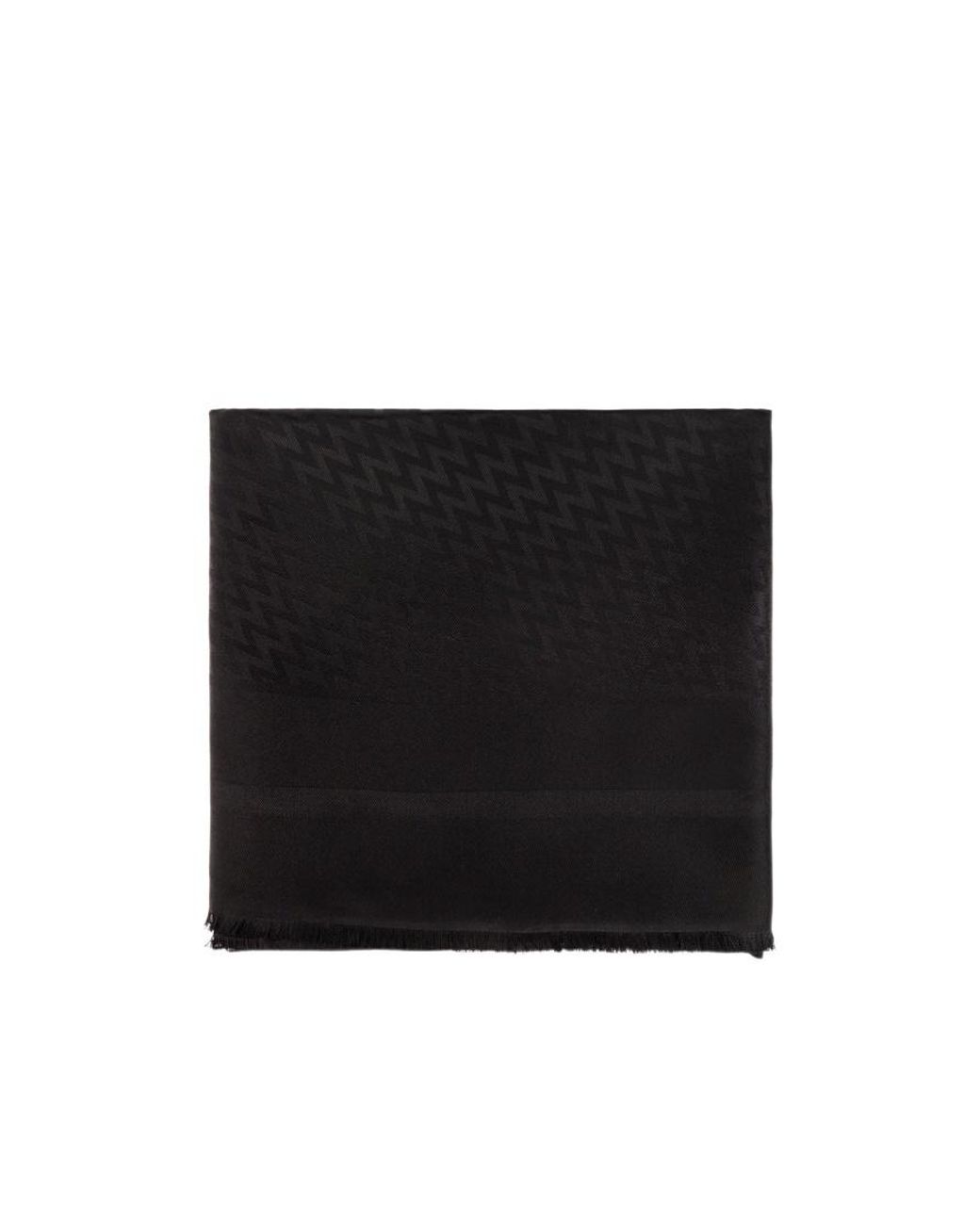 Lanvin Black Logo-Jacquard Frayed Edge Scarf
