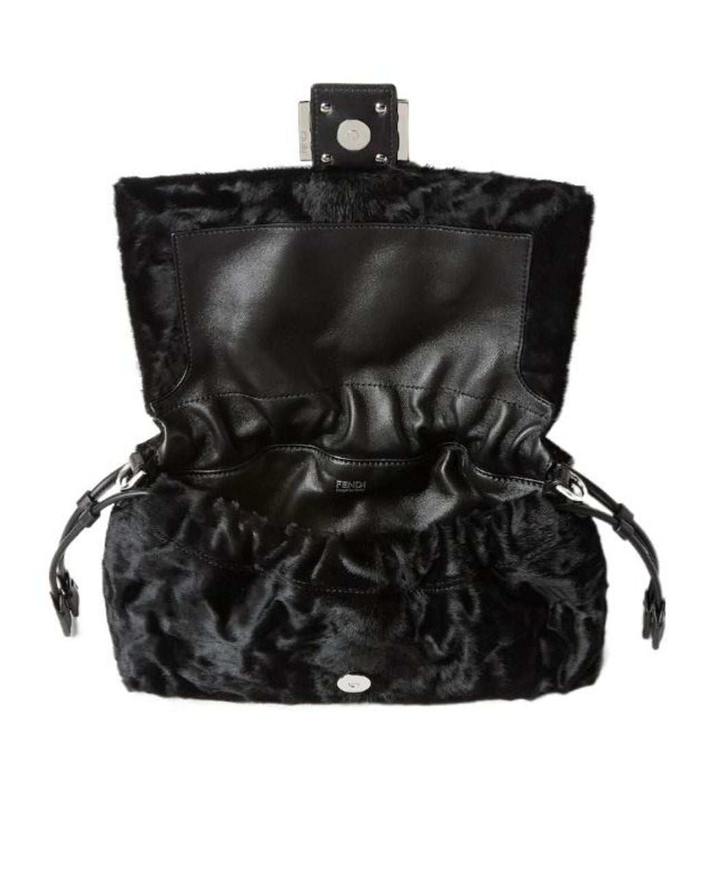 Fendi Black Baguette Soft Medium Shoulder Bag